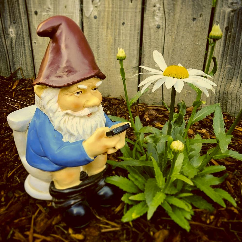 Nain de jardin aux WC décoratif en résine