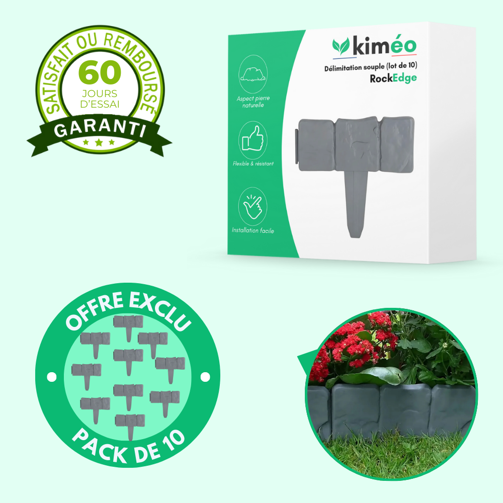 RockEdge - Délimitation souple pour parterre et allée (Lot de 10)