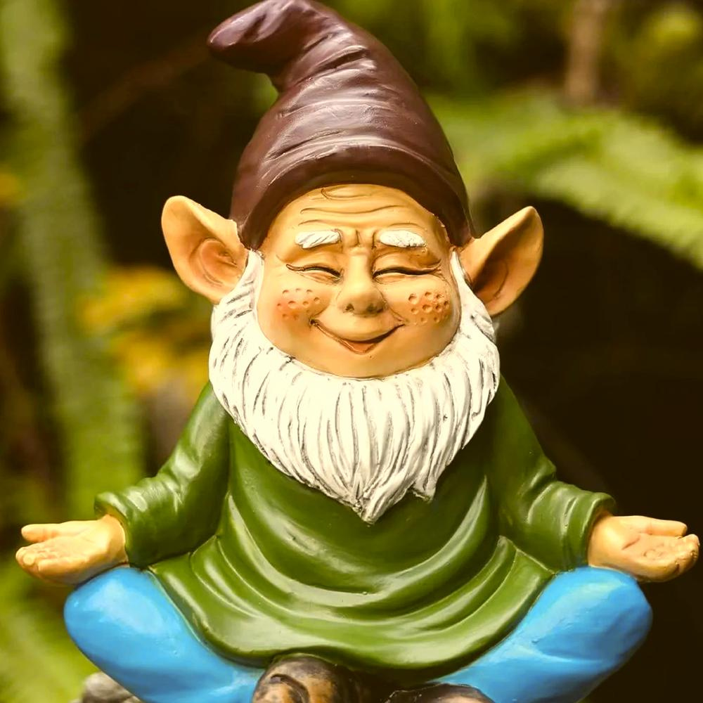 Nain de jardin souriant méditation en résine