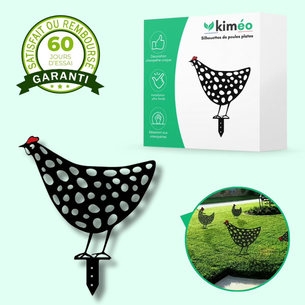 Silhouettes de poules plates – Décoration champêtre pour jardin