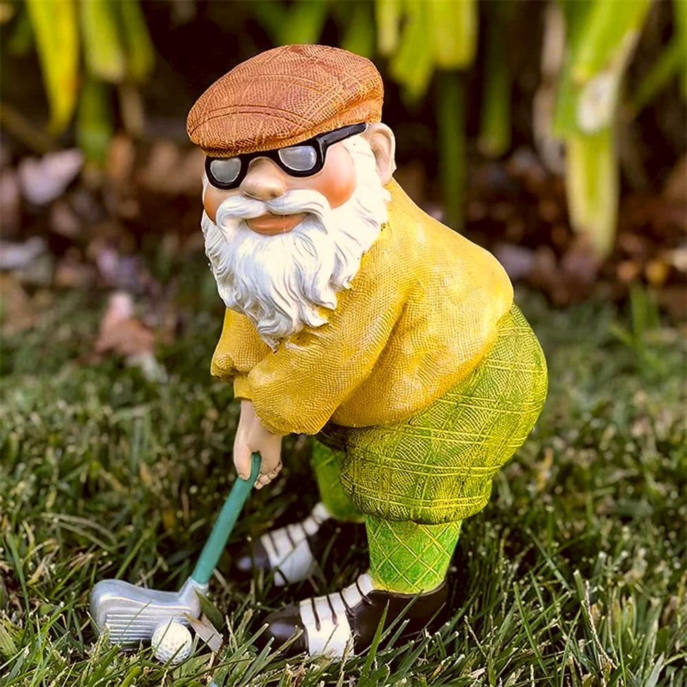 Nain de jardin golf décoratif en résine