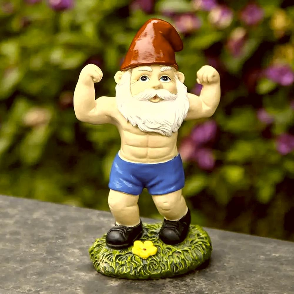 Nain de jardin musclé avec abdominaux