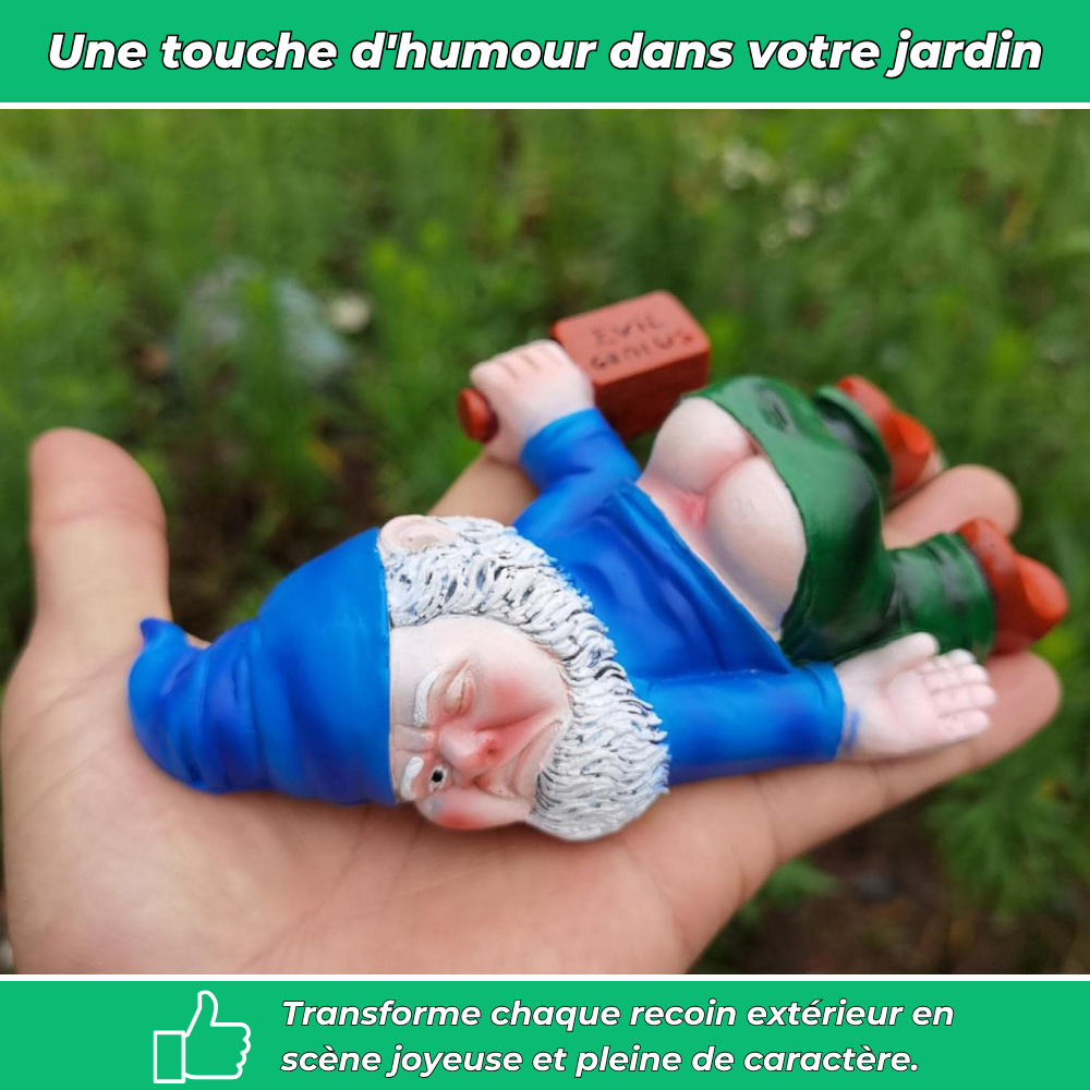 Nain de jardin allongé drôle en résine