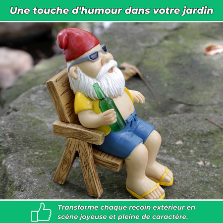 Nain de jardin assis détendu décoratif en résine