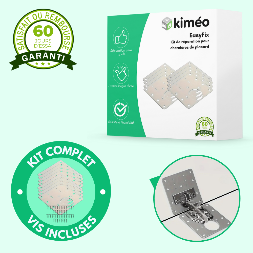 EasyFix – Kit de réparation robuste pour charnières de placard et meubles de cuisine