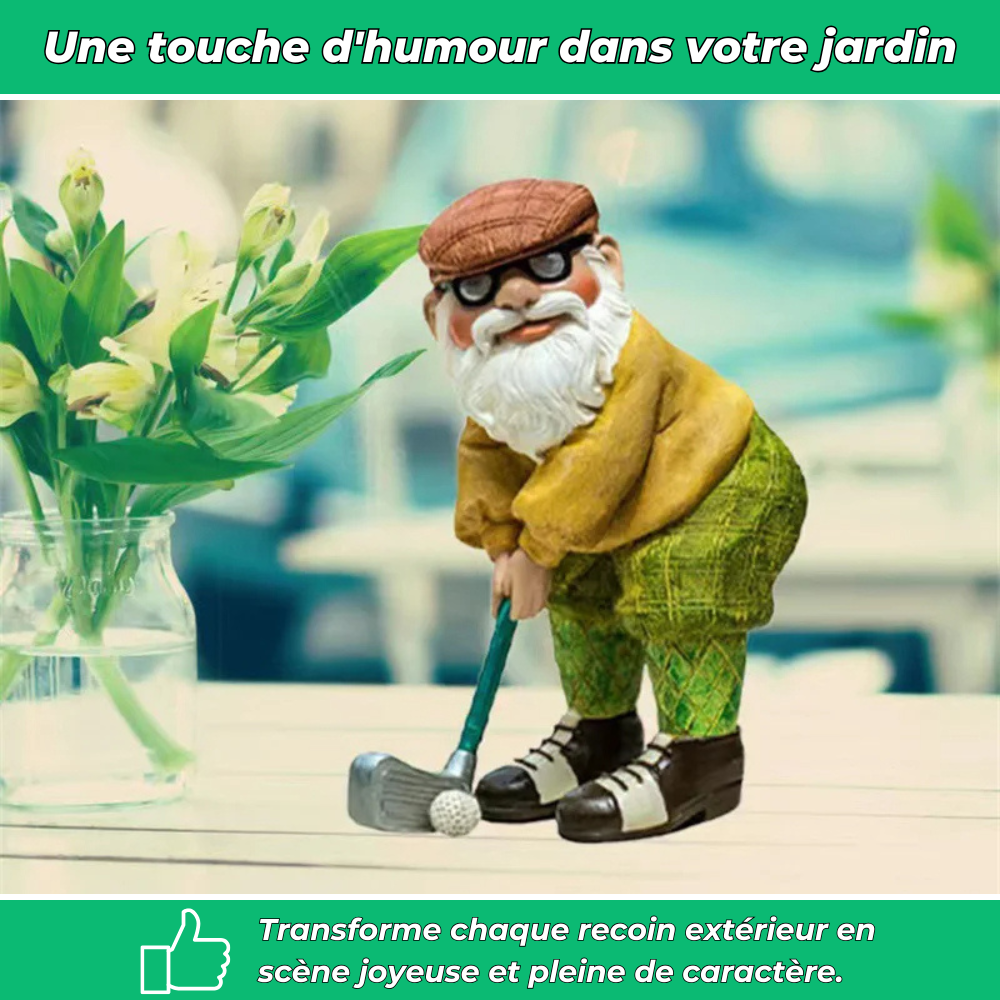 Nain de jardin golf décoratif en résine