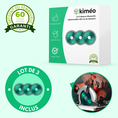 Lot de 3 disques diamant indestructibles 100 mm pour meuleuse multi-matériaux carrelage bois métal PVC