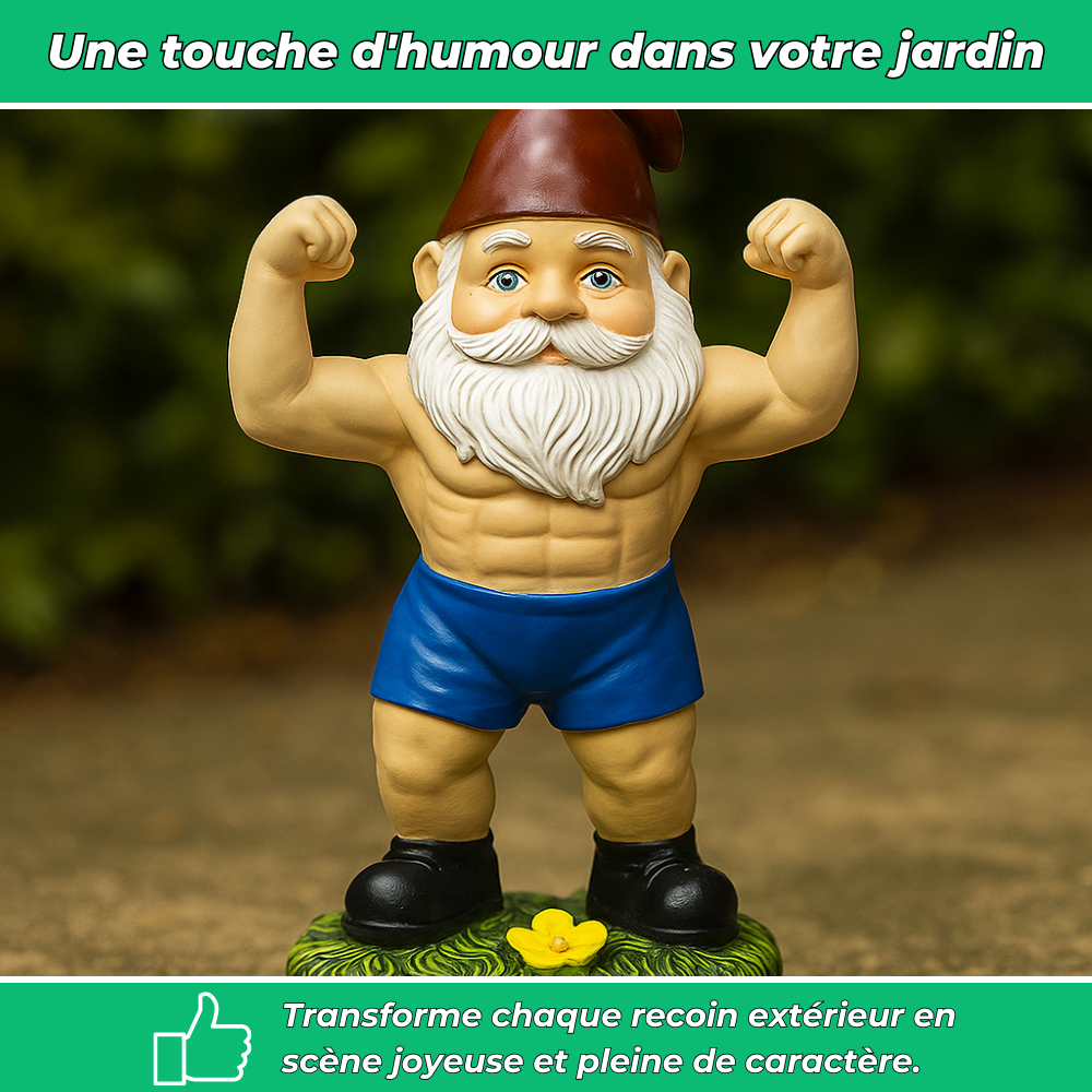 Nain de jardin musclé avec abdominaux