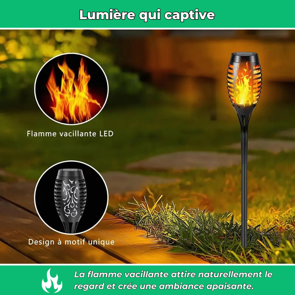 Flaméo – Lampes solaires à flamme vacillante pour jardin (Lot de 4)