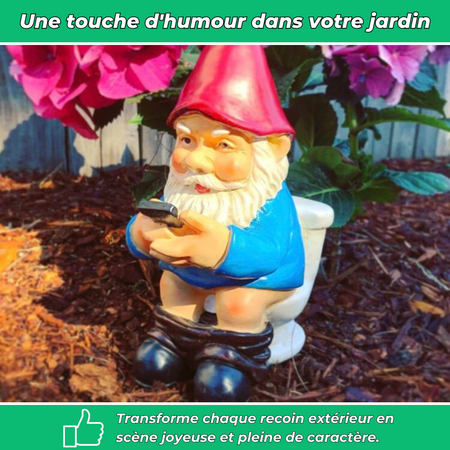 Nain de jardin aux WC décoratif en résine