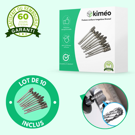 Fraises carbure tungstène Dremel – 10 pcs Meulage Bois Métal Pierre Bijoux