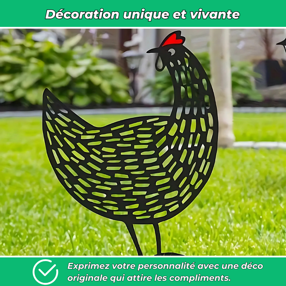 Silhouettes de poules plates – Décoration champêtre pour jardin