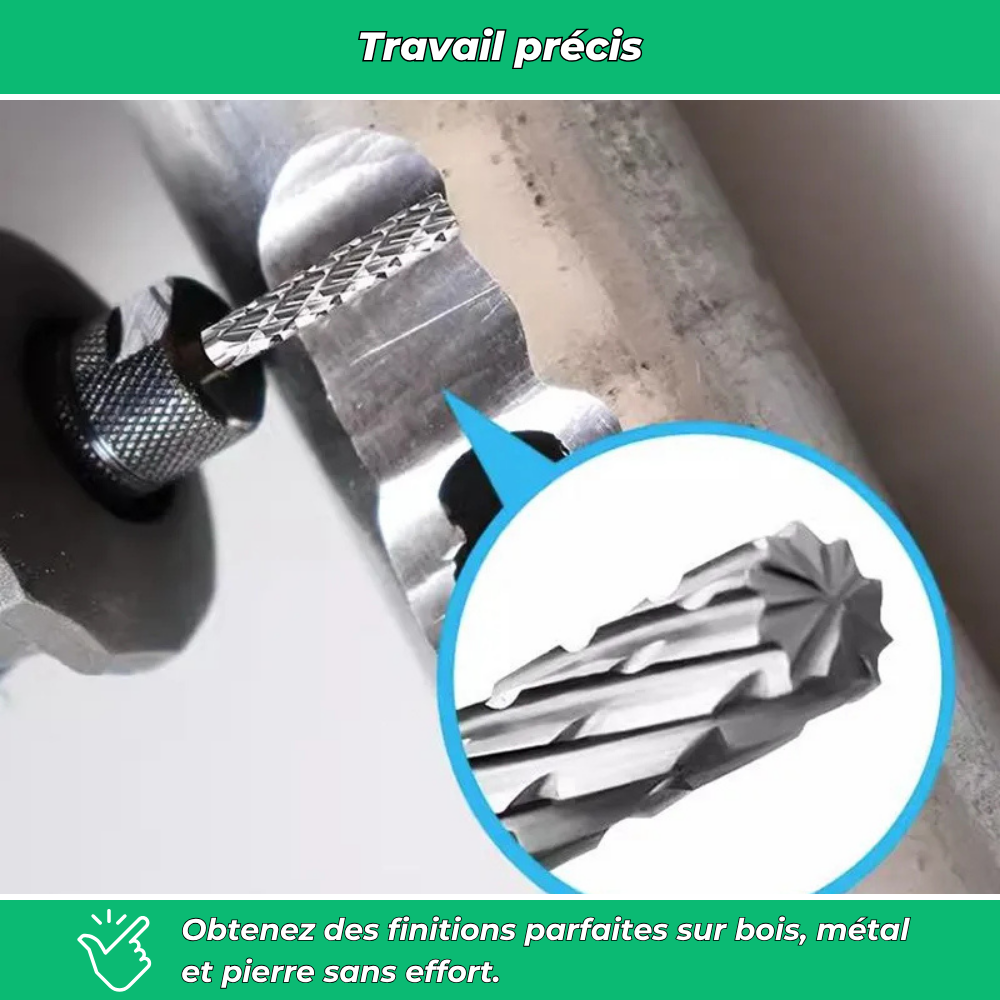 Fraises carbure tungstène Dremel – 10 pcs Meulage Bois Métal Pierre Bijoux