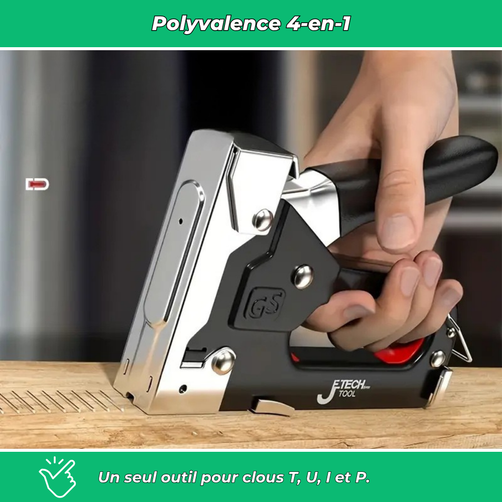 Pistolet à clous manuel 4-en-1 robuste sans électricité pour bricolage, meubles et construction