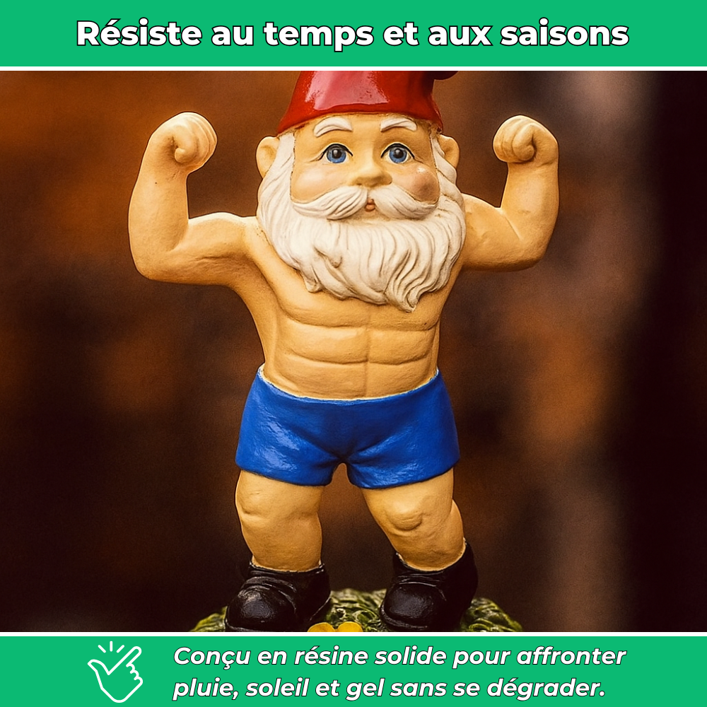 Nain de jardin musclé avec abdominaux