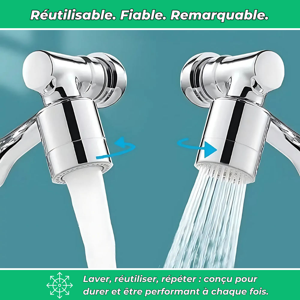 Aquaflex - Extension Robinet 1440° Pivotant - Economiseur d'eau intégré