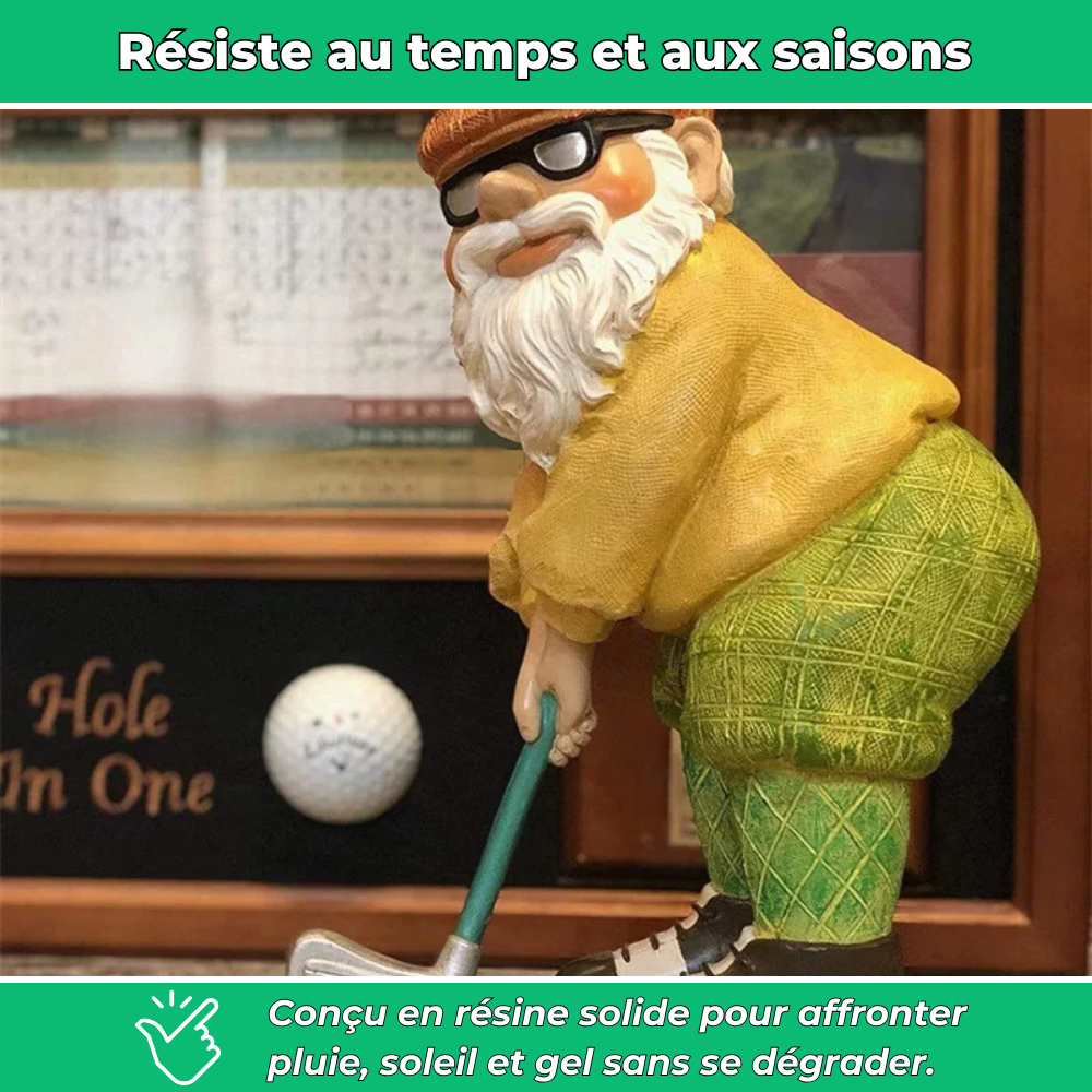 Nain de jardin golf décoratif en résine