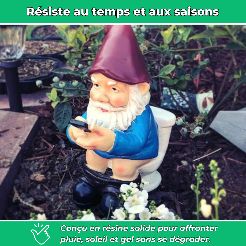 Nain de jardin aux WC décoratif en résine