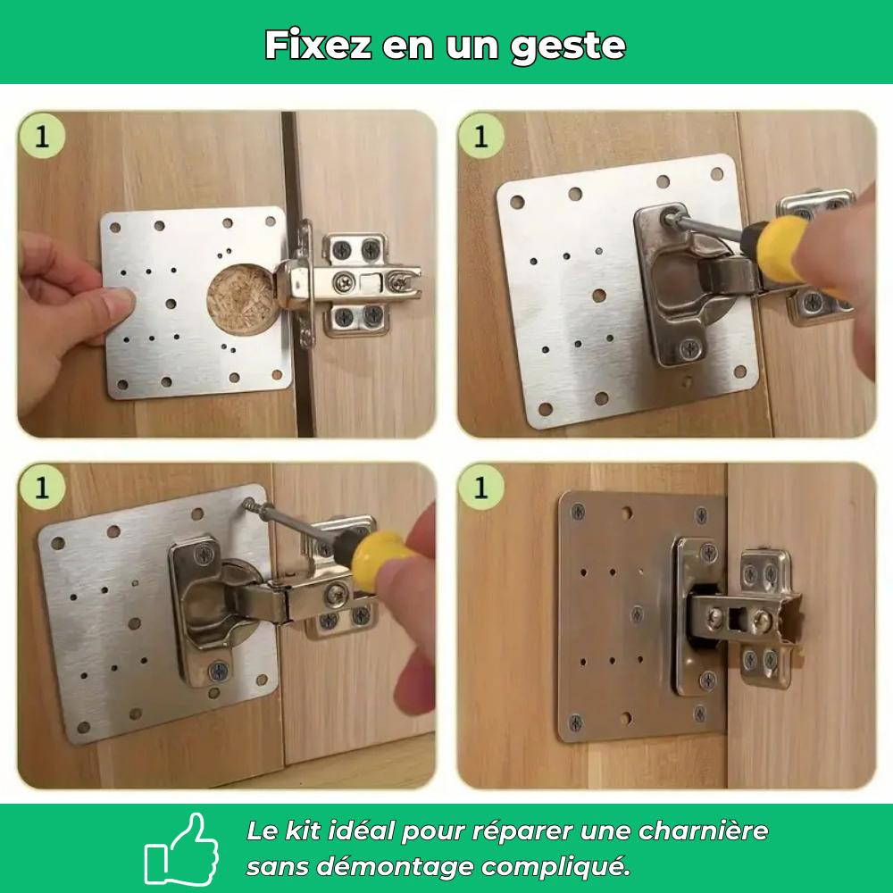 EasyFix – Kit de réparation robuste pour charnières de placard et meubles de cuisine