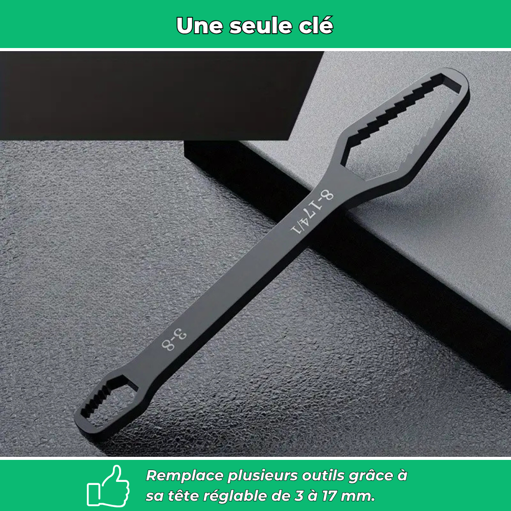 Clé à double tête réglable 3 à 17 mm