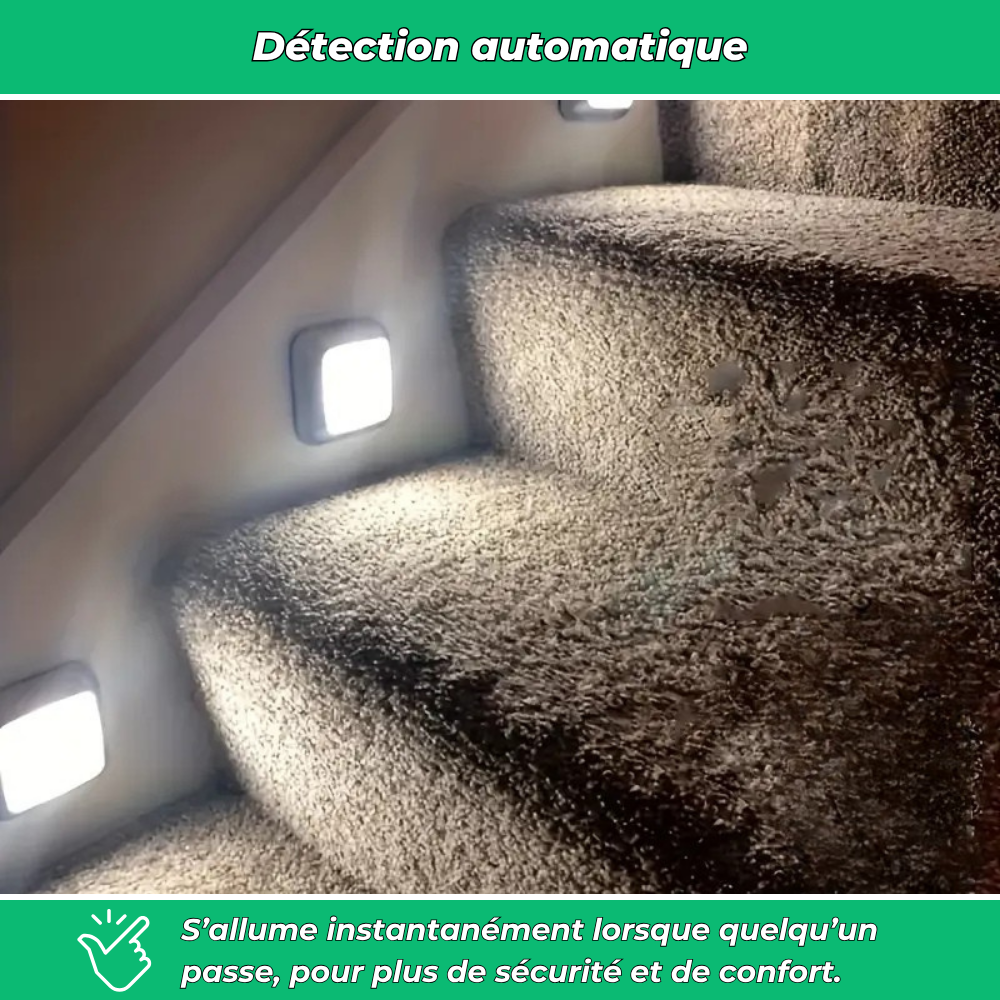 Lampe LED détecteur de mouvement sans fil – Éclairage automatique pour intérieur et extérieur