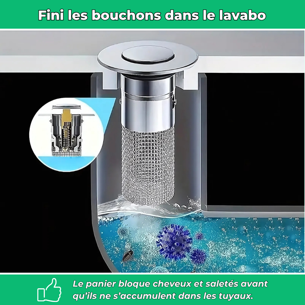 Bouchon de lavabo avec panier filtre