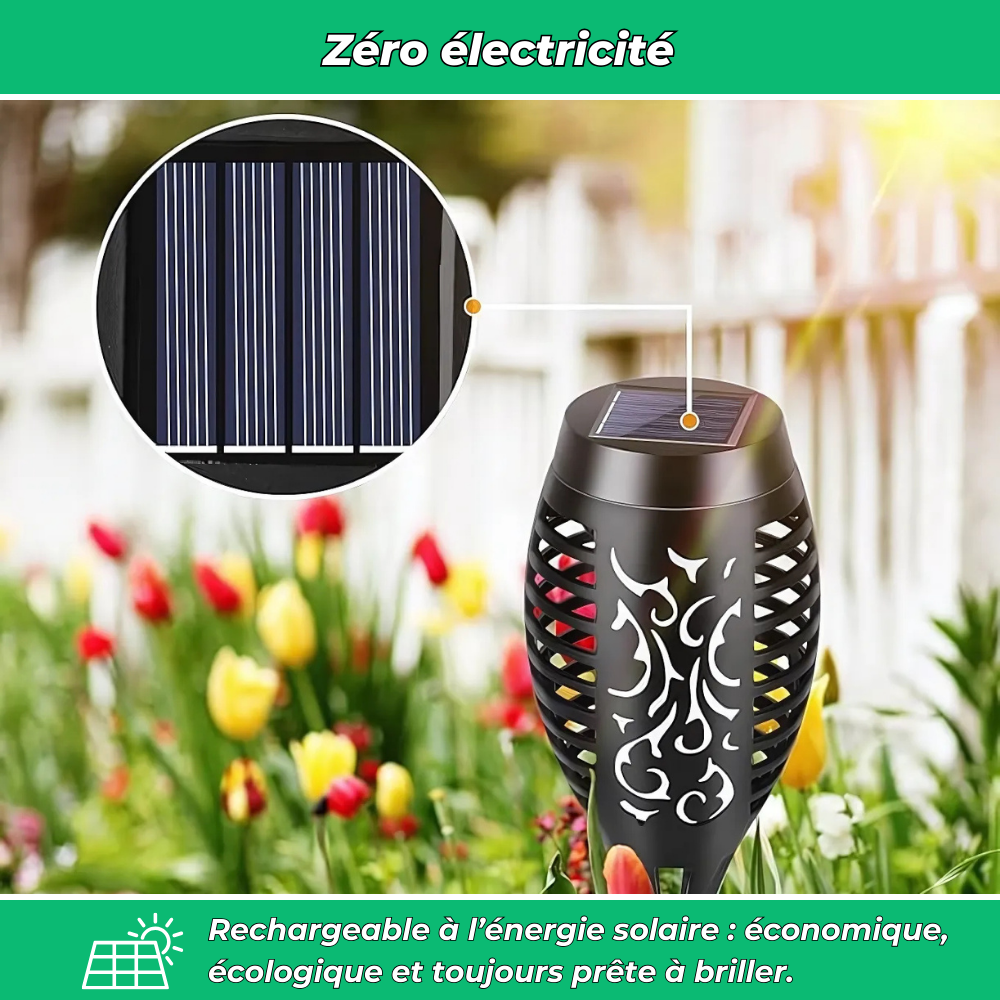 Flaméo – Lampes solaires à flamme vacillante pour jardin (Lot de 4)