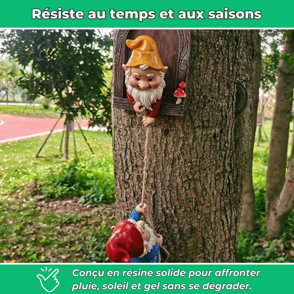 Nains de jardin avec corde décoratif en résine (lot complet)