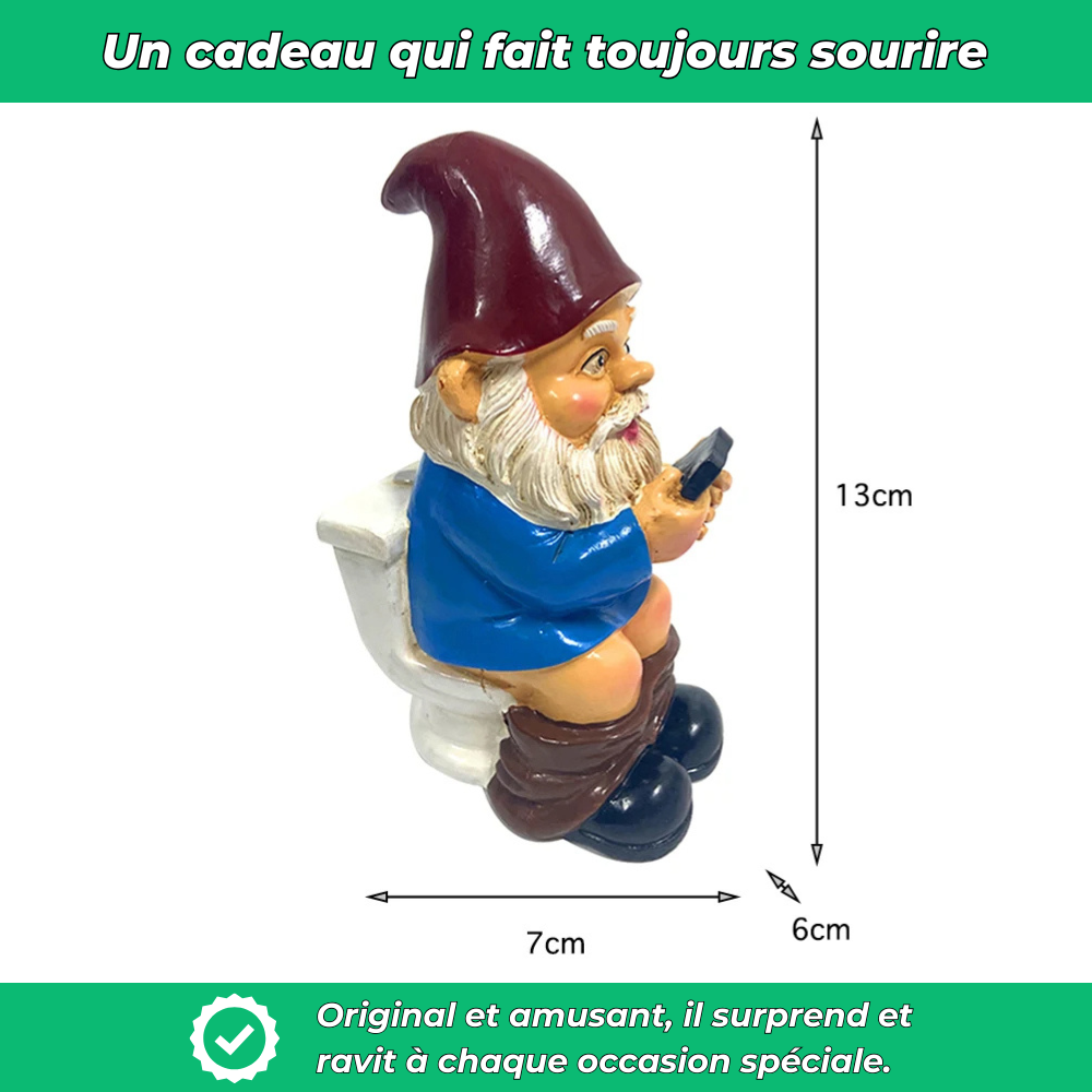 Nain de jardin aux WC décoratif en résine