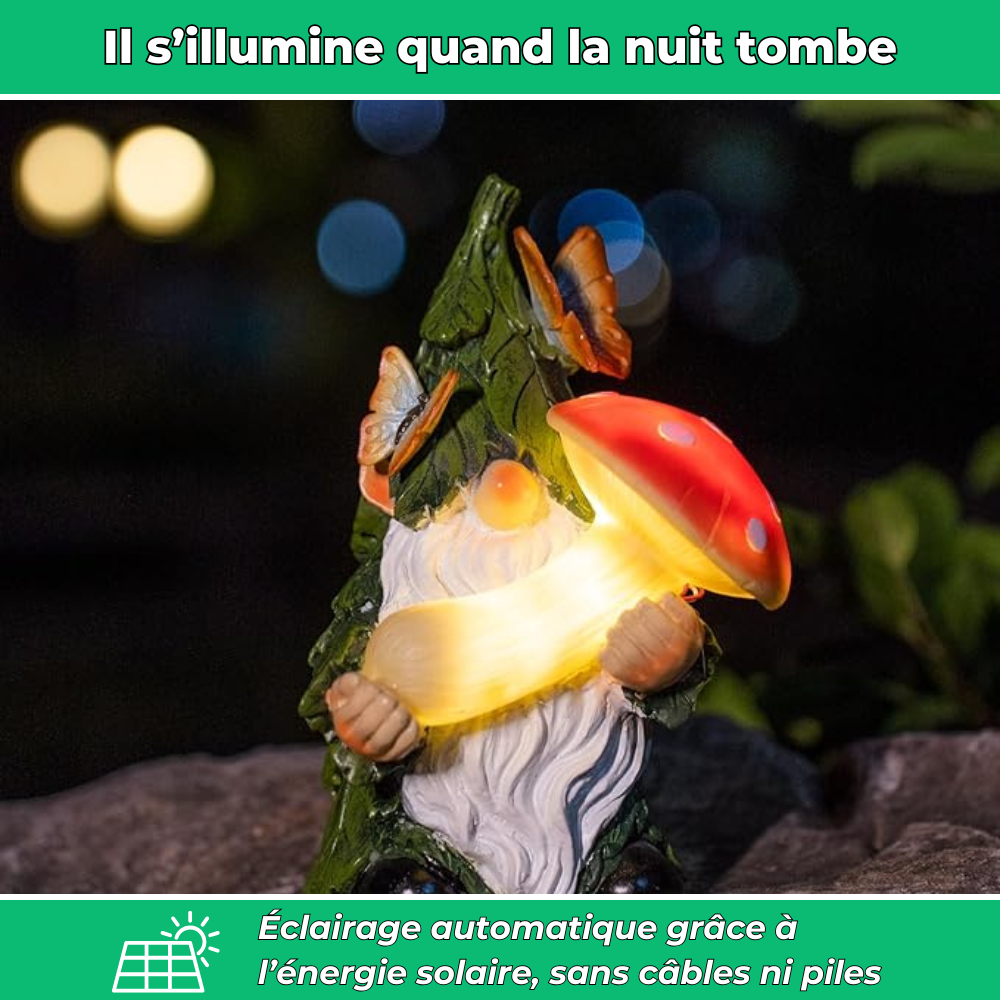Nain de Jardin Solaire - Déco lumineuse et décalée pour jardin ou balcon