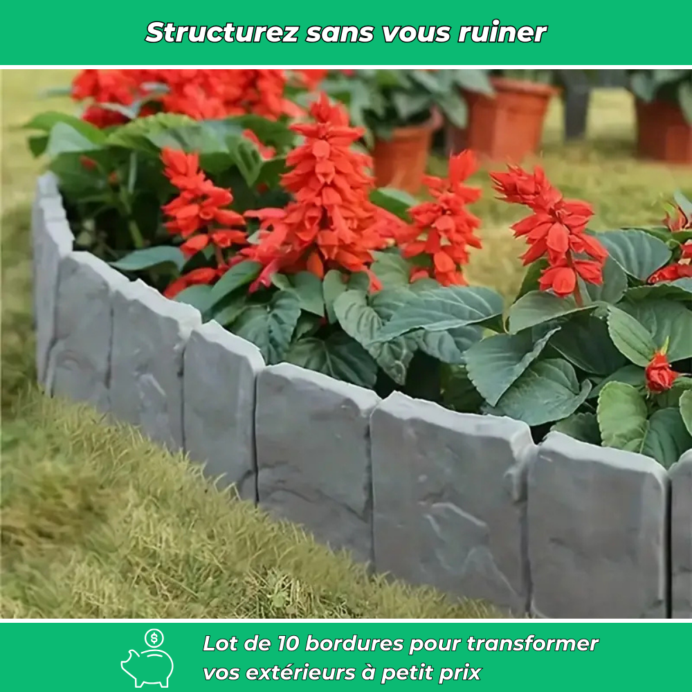 RockEdge - Délimitation souple pour parterre et allée (Lot de 10)