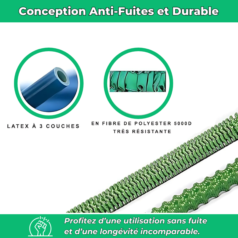 Aquaflex|Tuyau d’arrosage extensible|8 modes de jets haute pression