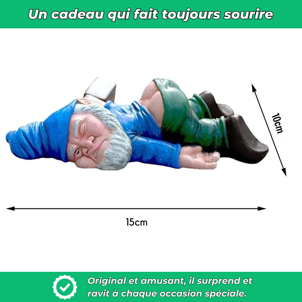 Nain de jardin allongé drôle en résine