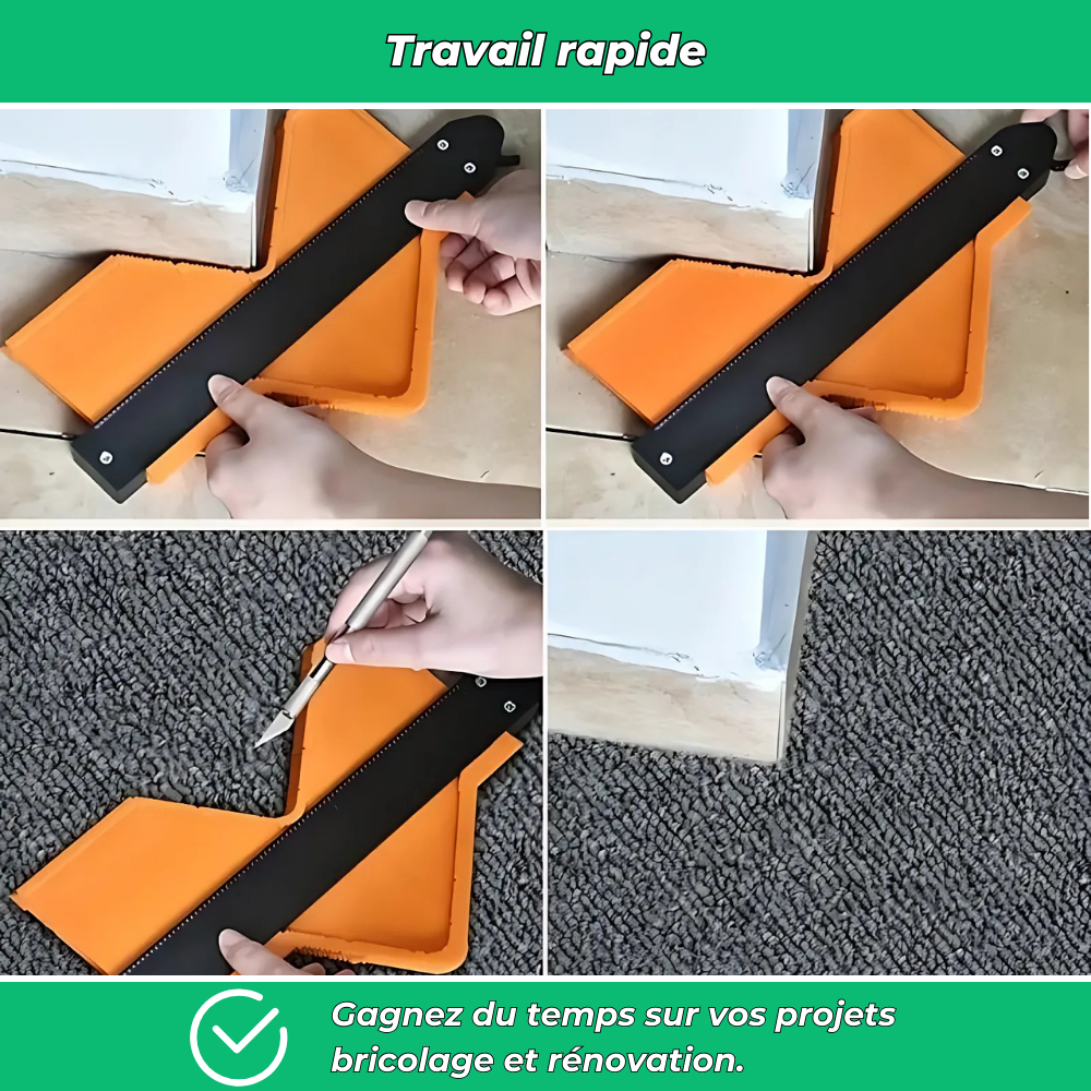 Jauge de contour 25cm avec verrouillage – Outil de mesure profil pour menuiserie, sols et carrelage