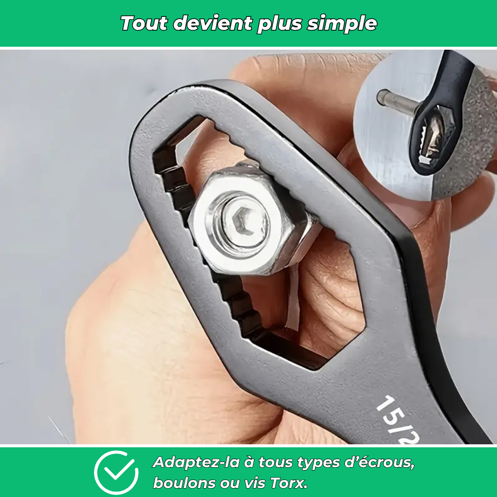 Clé à double tête réglable 3 à 17 mm