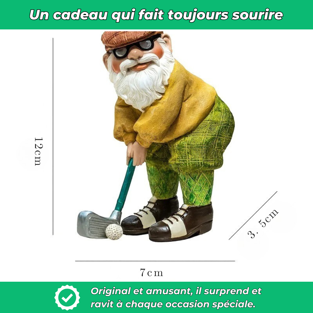 Nain de jardin golf décoratif en résine