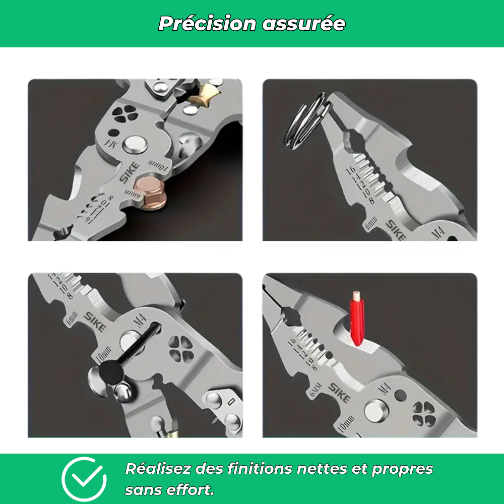 Pince multifonction électrique 3-en-1 – Coupe, Dénudage et Sertissage fils en acier carbone