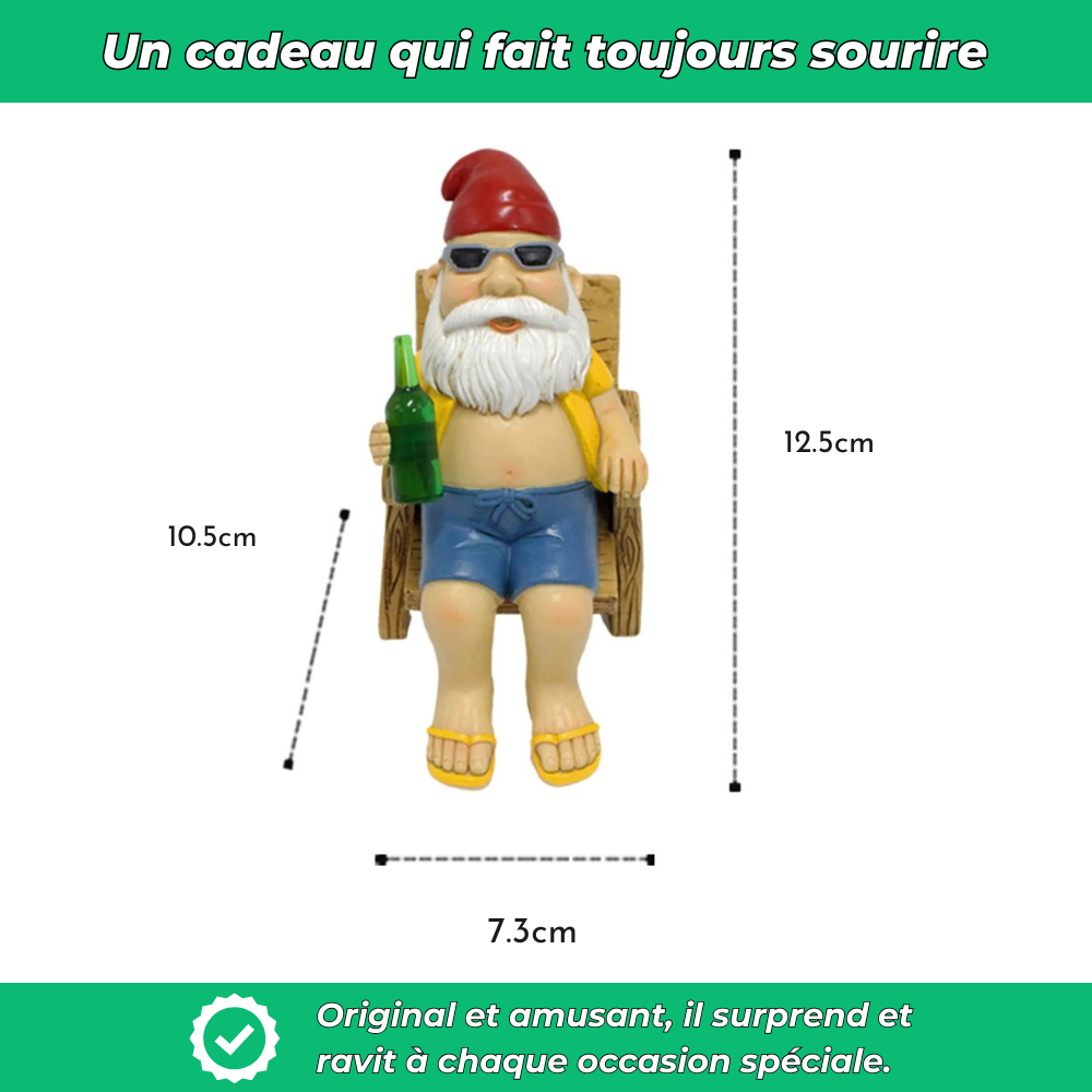 Nain de jardin assis détendu décoratif en résine