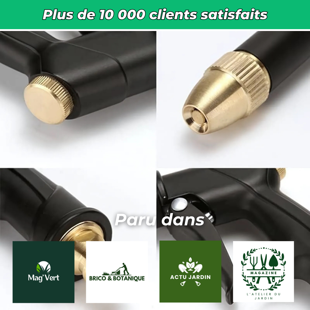 Pistolet d'Arrosage Haute Pression à 8 Jets – Arrosage Puissant pour Jardin et Nettoyage