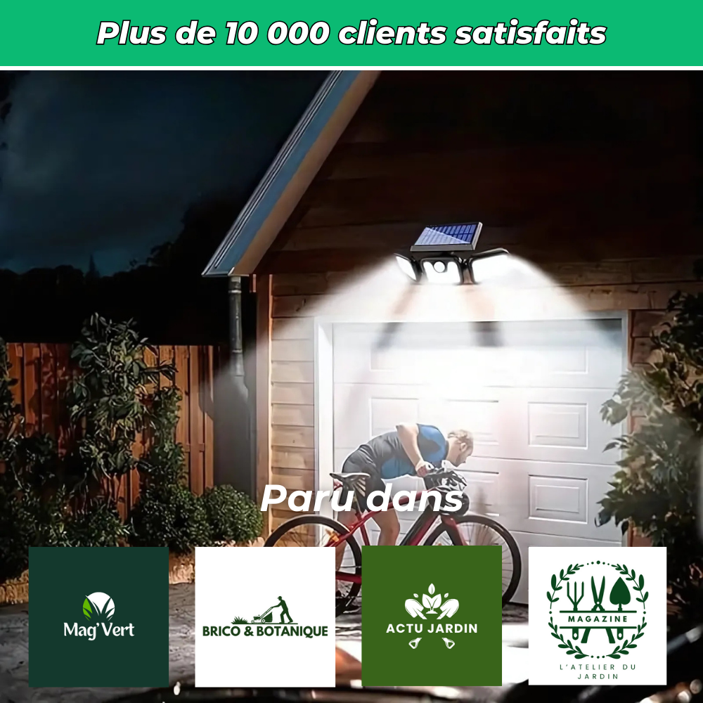 Solar 400 Éclairage Extérieur Solaire Étanche avec Capteur de Mouvement – Éclairage Sécurisé et Écologique