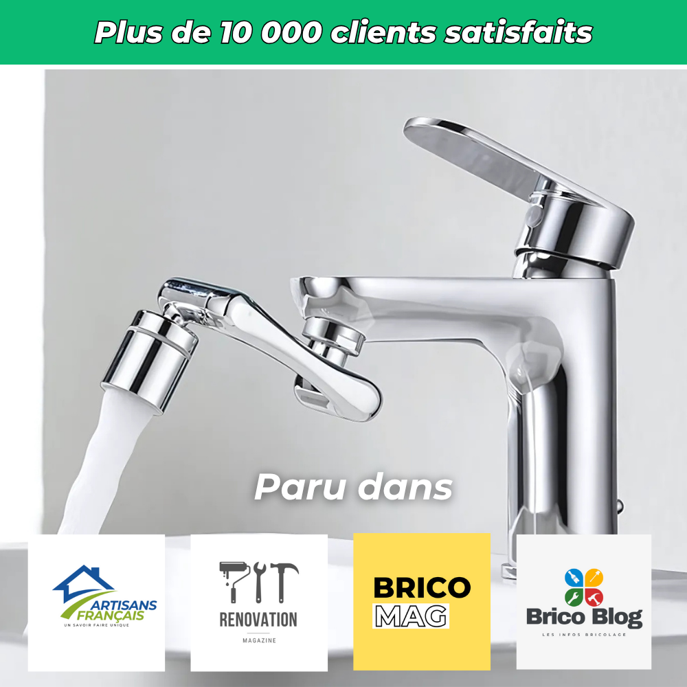 Aquaflex - Extension Robinet 1440° Pivotant - Economiseur d'eau intégré