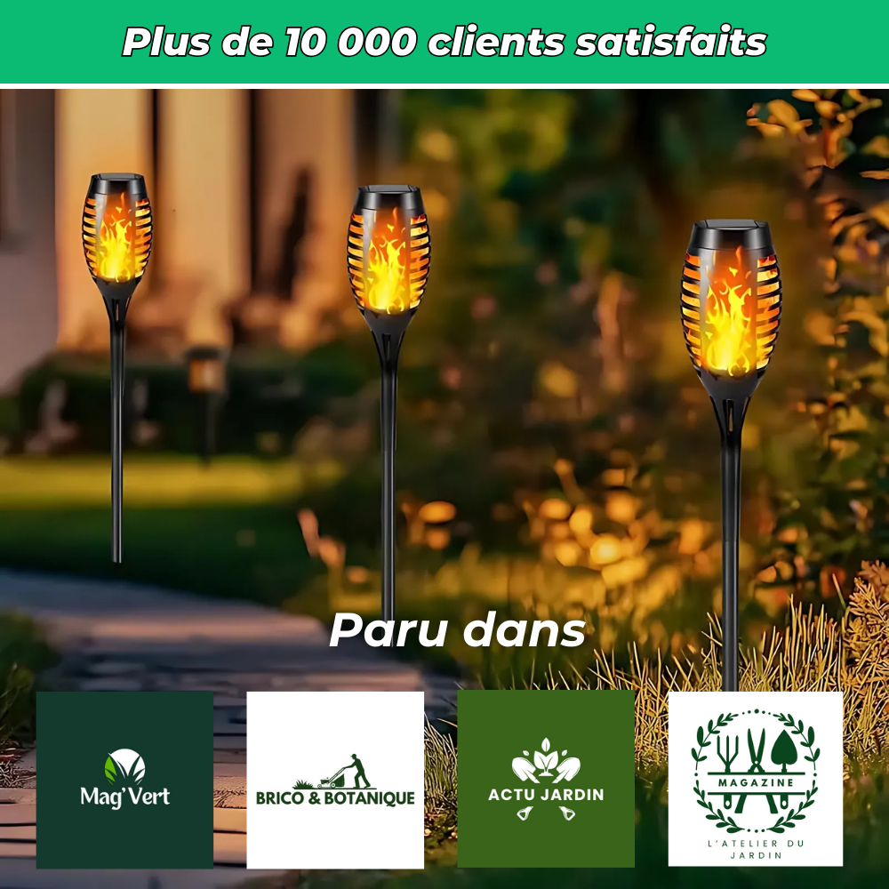 Flaméo – Lampes solaires à flamme vacillante pour jardin (Lot de 4)