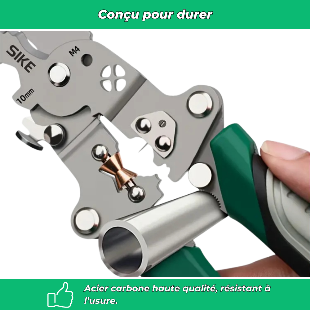 Pince multifonction électrique 3-en-1 – Coupe, Dénudage et Sertissage fils en acier carbone