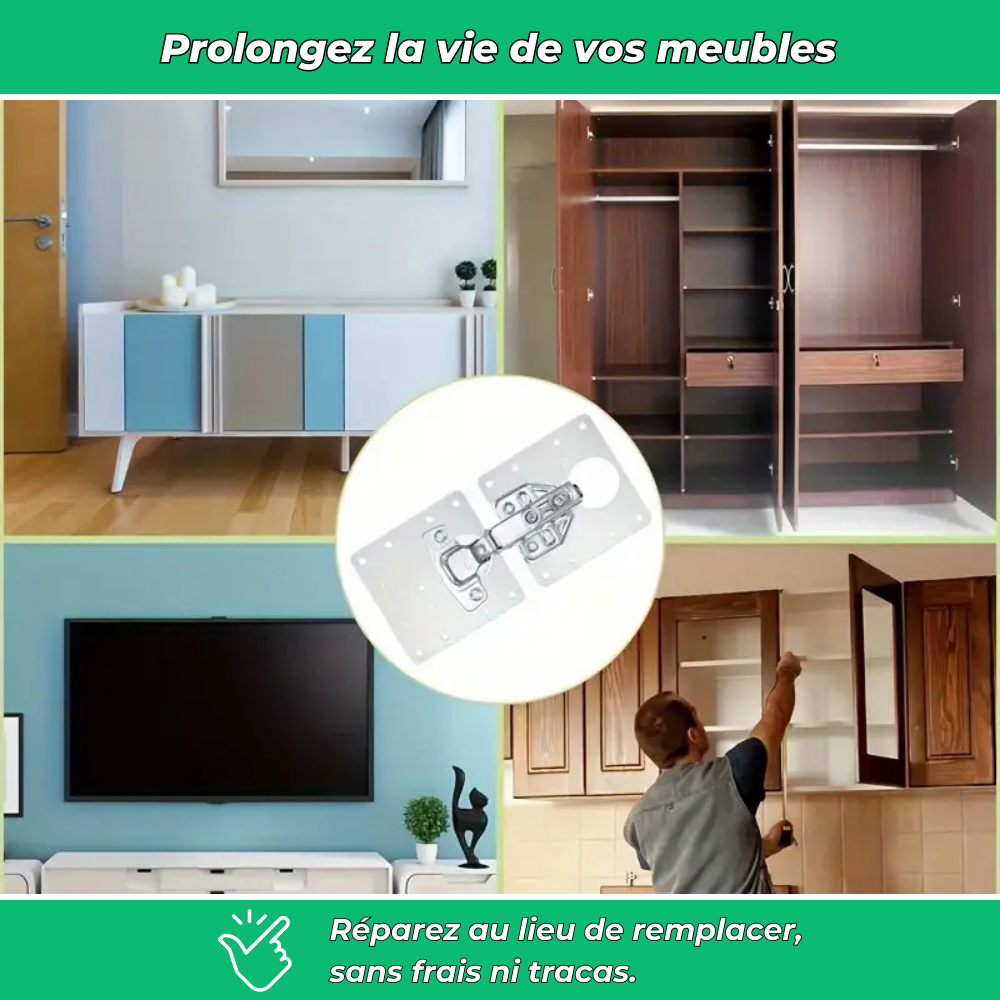 EasyFix – Kit de réparation robuste pour charnières de placard et meubles de cuisine