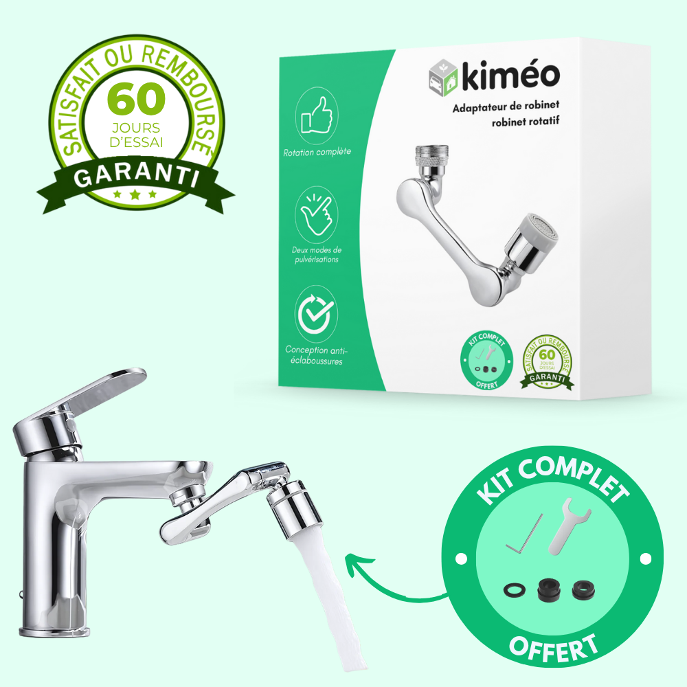 Aquaflex - Extension Robinet 1440° Pivotant - Economiseur d'eau intégré