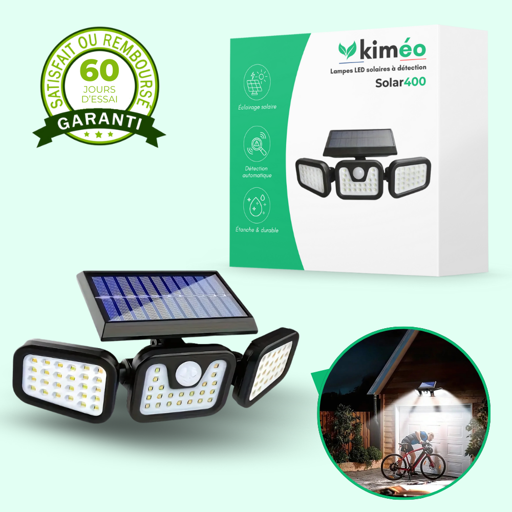 Solar 400 Éclairage Extérieur Solaire Étanche avec Capteur de Mouvement – Éclairage Sécurisé et Écologique