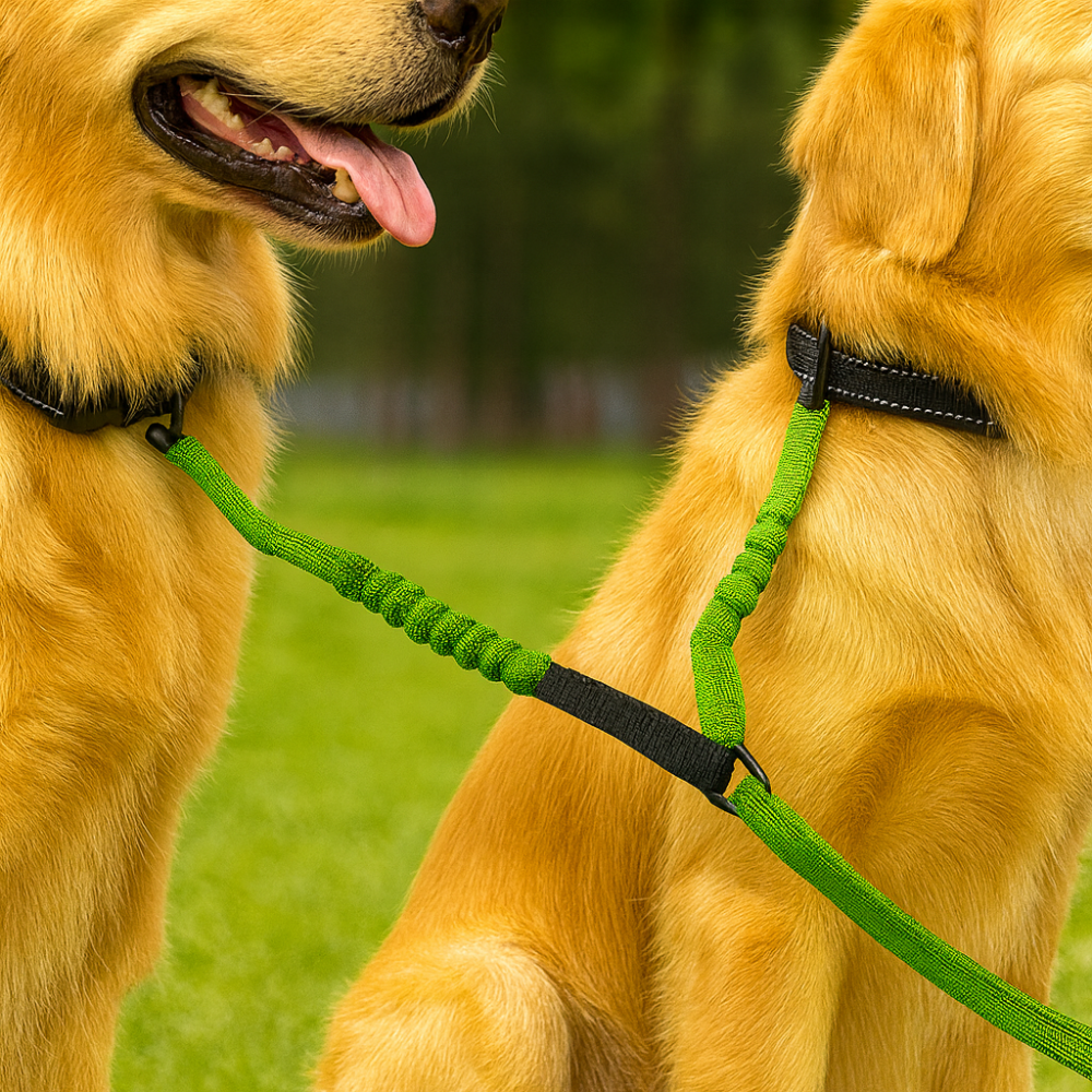 Laisse double pour chiens – Anti-enchevêtrement 360°, réglable et réfléchissante