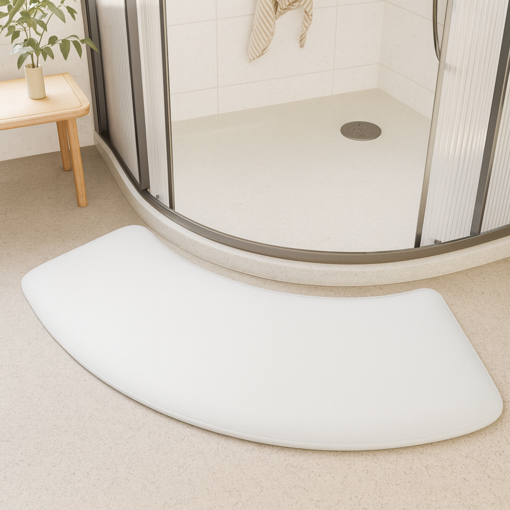 Tapis de bain demi-lune antidérapant lavable polyester