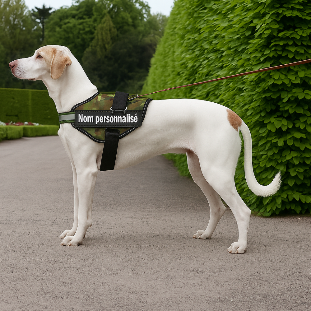 Harnais chien nom personnalisé – réglable et anti-étranglement