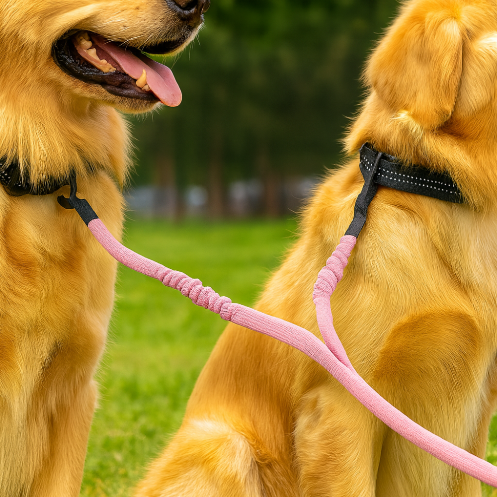 Laisse double pour chiens – Anti-enchevêtrement 360°, réglable et réfléchissante